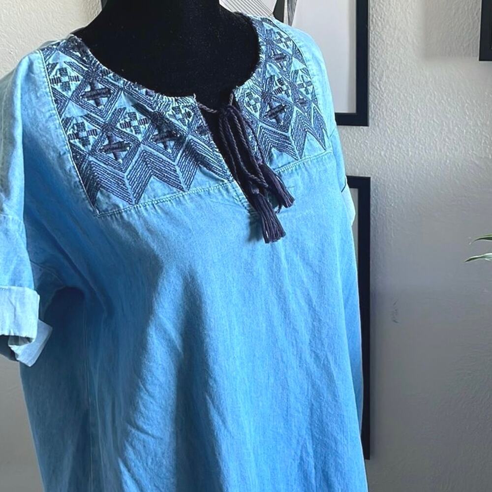 Old Navy Embroidered Cotton Shift Dress Size M Boho - Picture 10 of 16